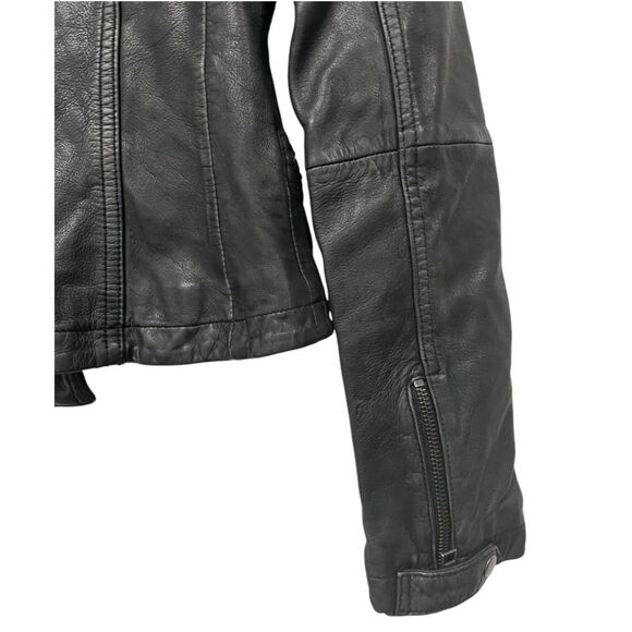 NWT ALL SAINTS | Black Cargo Distressed Leather Biker Jacket XS 2 - Picture 7 of 9